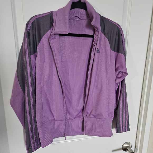 Adidas Lavender and Gray Track Jacket SZ L - Picture 5 of 8